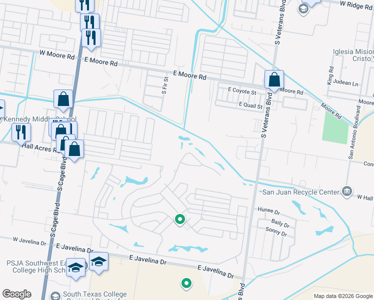 map of restaurants, bars, coffee shops, grocery stores, and more near 1000 Rhett Drive in Pharr