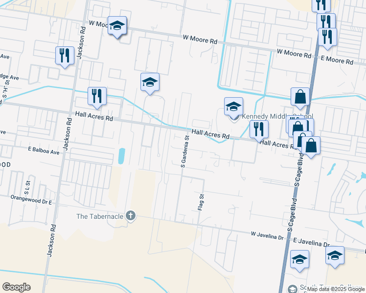 map of restaurants, bars, coffee shops, grocery stores, and more near 2700 South Gardenia Street in Pharr