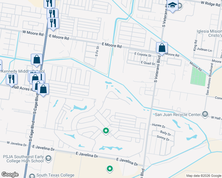 map of restaurants, bars, coffee shops, grocery stores, and more near 1000 Rhett Drive in Pharr