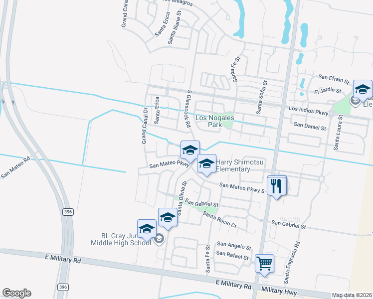 map of restaurants, bars, coffee shops, grocery stores, and more near 2808 San Eduardo in Mission