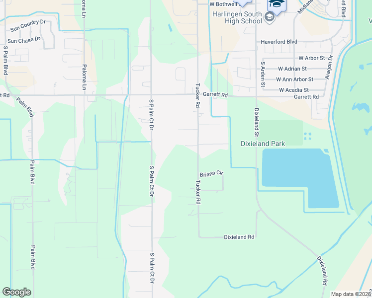map of restaurants, bars, coffee shops, grocery stores, and more near 2802 Tucker Rd in Harlingen