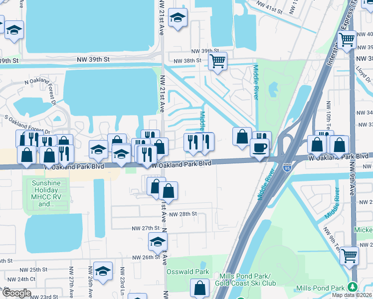 map of restaurants, bars, coffee shops, grocery stores, and more near in Fort Lauderdale