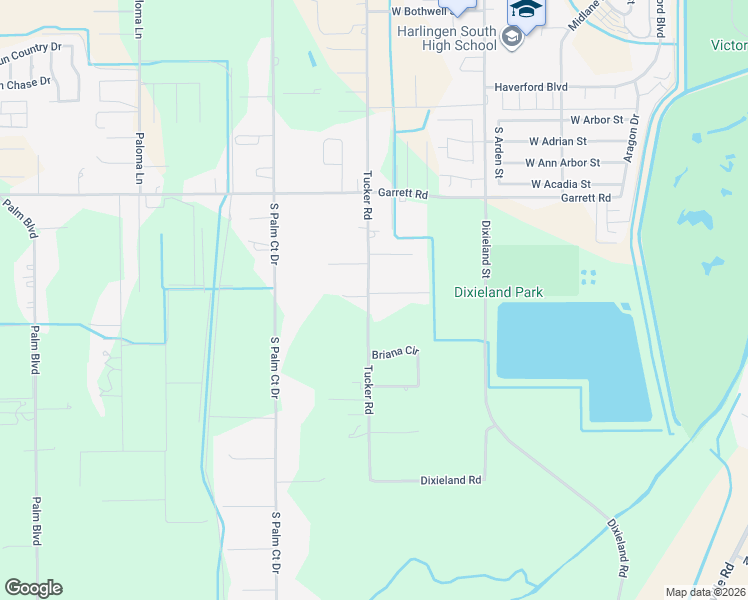 map of restaurants, bars, coffee shops, grocery stores, and more near 2802 Tucker Rd in Harlingen