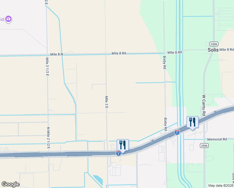 map of restaurants, bars, coffee shops, grocery stores, and more near 27021 East Mile 3 Road in Mercedes