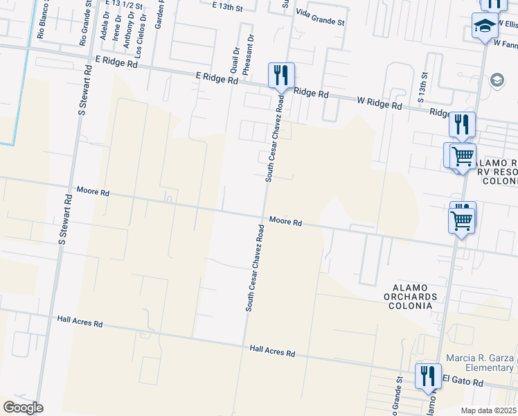 map of restaurants, bars, coffee shops, grocery stores, and more near 1220 East Moore Drive in San Juan