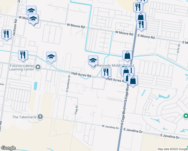 map of restaurants, bars, coffee shops, grocery stores, and more near 504 Hall Acres Road in Pharr