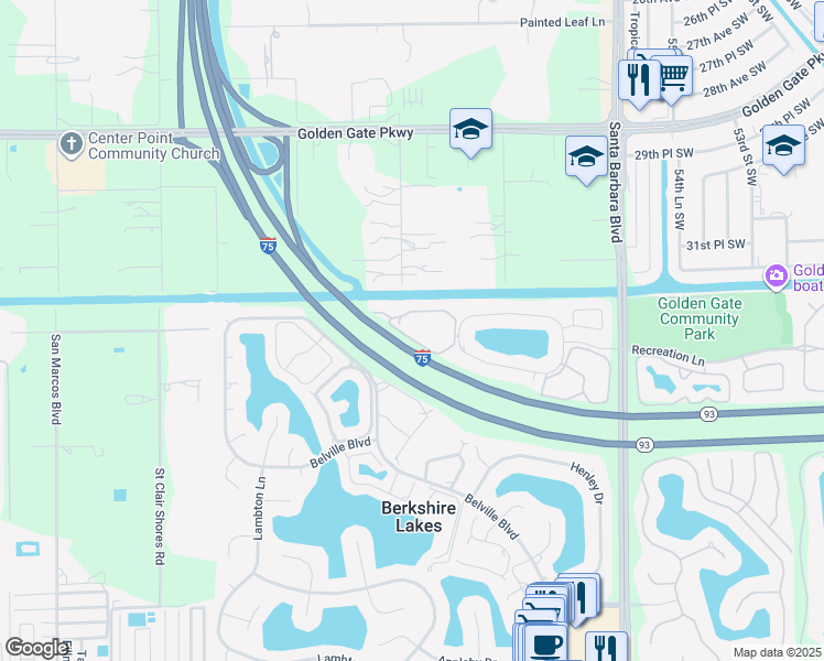 map of restaurants, bars, coffee shops, grocery stores, and more near 1216 Commonwealth Circle in Naples