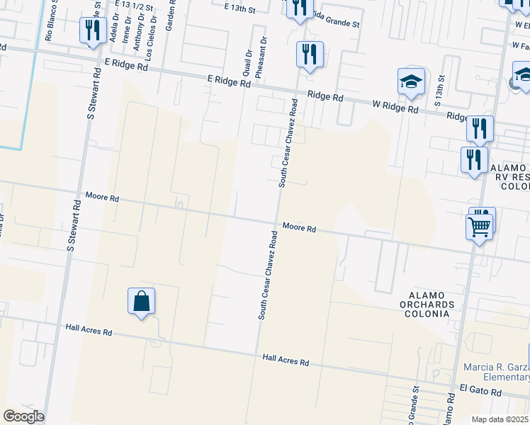 map of restaurants, bars, coffee shops, grocery stores, and more near 1220 East Moore Drive in San Juan