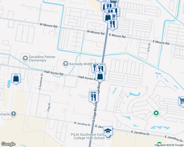 map of restaurants, bars, coffee shops, grocery stores, and more near 2406 Sailfish Avenue in Pharr