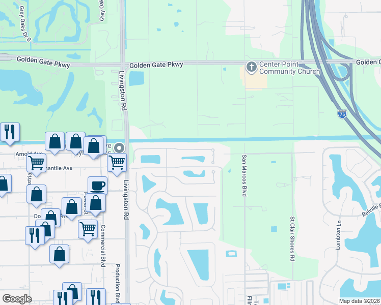 map of restaurants, bars, coffee shops, grocery stores, and more near 1016 Tivoli Drive in Naples