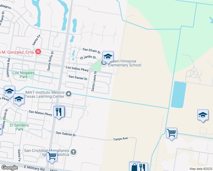 map of restaurants, bars, coffee shops, grocery stores, and more near 4208 San Daniel Street in Mission