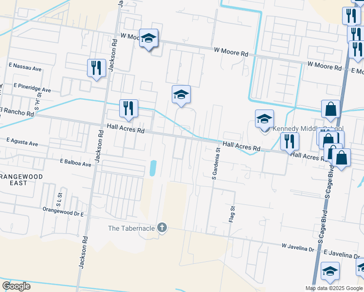map of restaurants, bars, coffee shops, grocery stores, and more near 2606 Nelson Street in Pharr