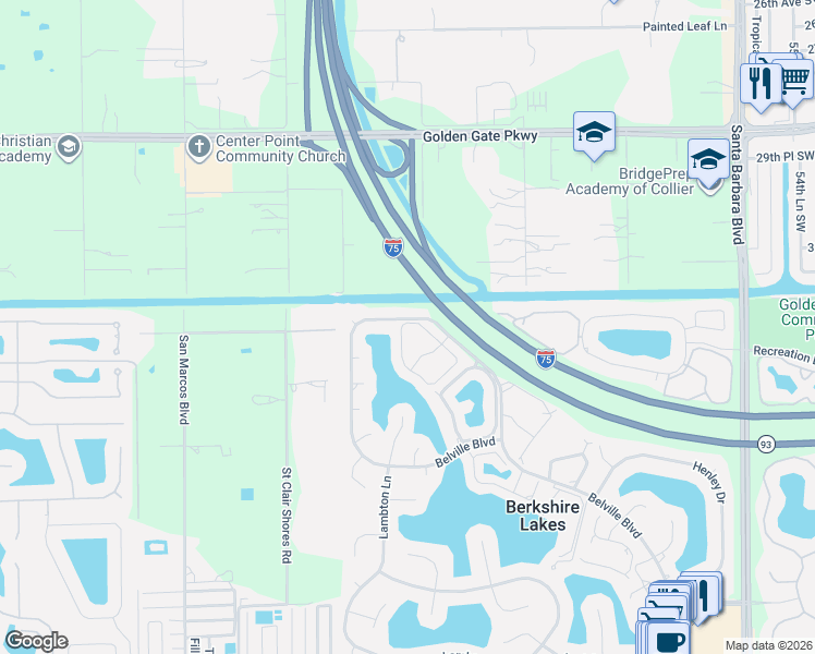 map of restaurants, bars, coffee shops, grocery stores, and more near 102 Partridge Circle in Naples