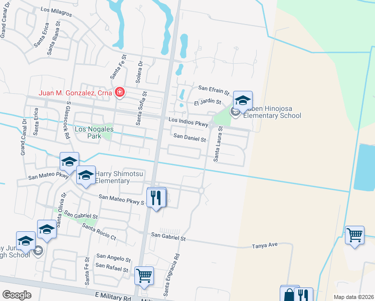 map of restaurants, bars, coffee shops, grocery stores, and more near 3802 San Gerardo in Mission