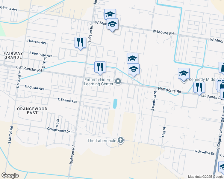 map of restaurants, bars, coffee shops, grocery stores, and more near 2601 South Pamplona Street in Pharr