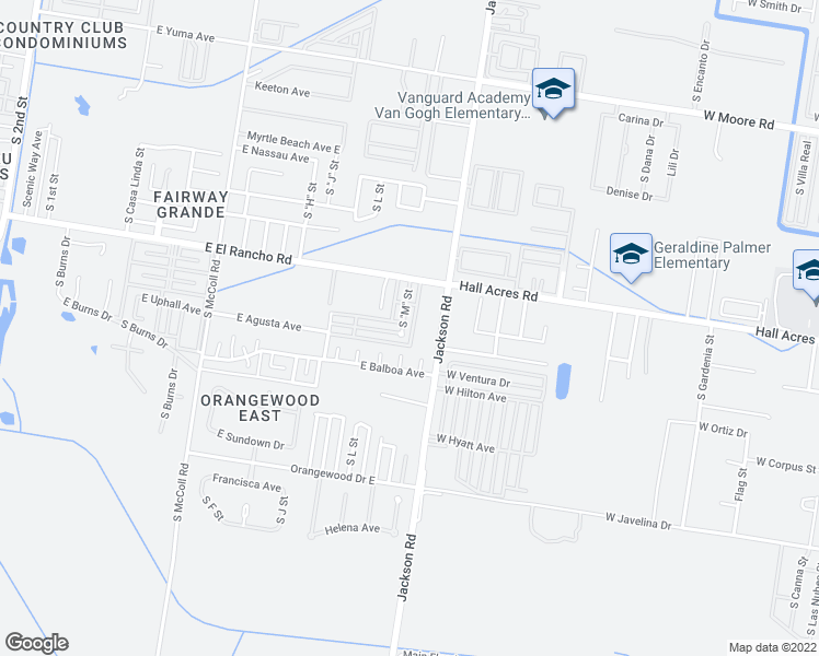 map of restaurants, bars, coffee shops, grocery stores, and more near 3521 South "M" Street in McAllen