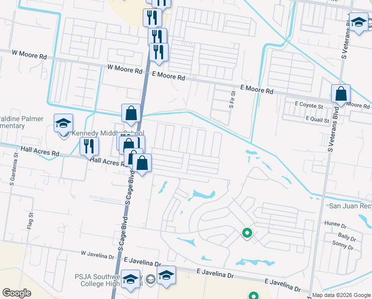 map of restaurants, bars, coffee shops, grocery stores, and more near 301 U.S. 281 in Pharr