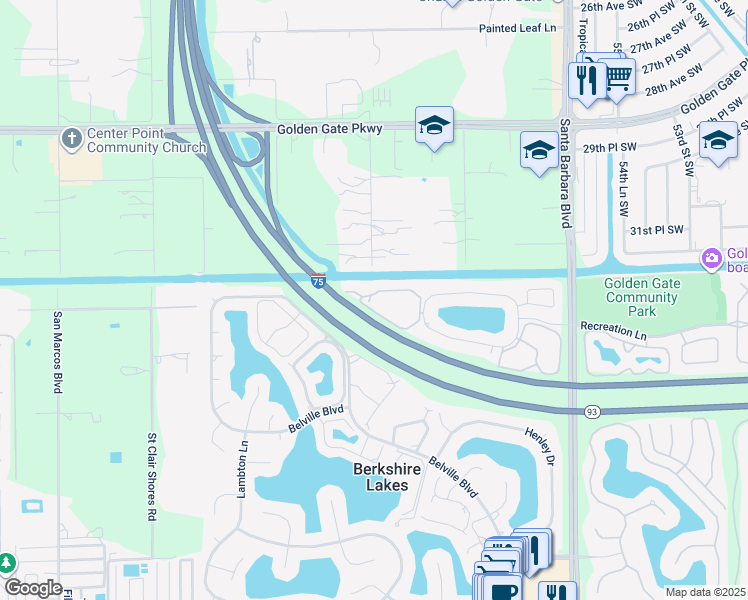 map of restaurants, bars, coffee shops, grocery stores, and more near 1216 Commonwealth Circle in Naples