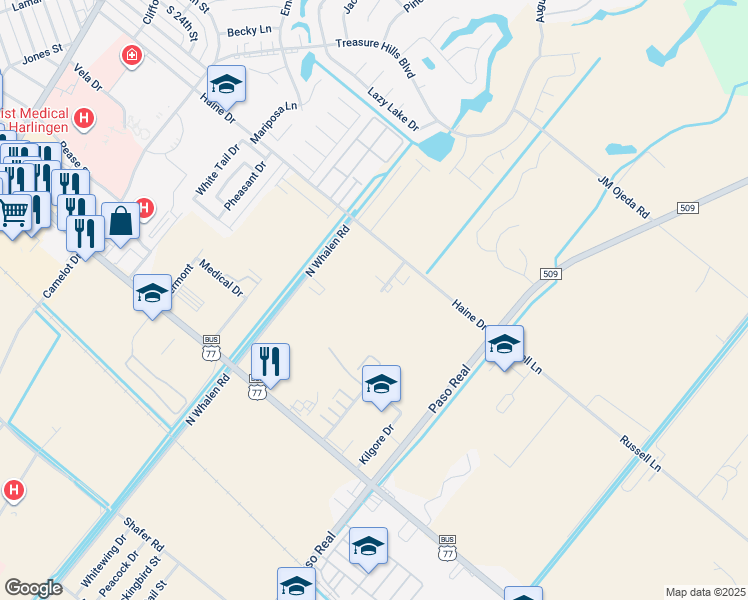 map of restaurants, bars, coffee shops, grocery stores, and more near 2400 Business 77 in San Benito