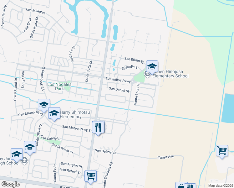 map of restaurants, bars, coffee shops, grocery stores, and more near 3802 San Gerardo in Mission