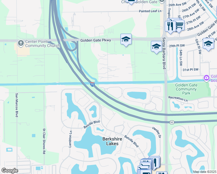 map of restaurants, bars, coffee shops, grocery stores, and more near 1216 Commonwealth Circle in Naples