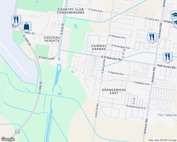 map of restaurants, bars, coffee shops, grocery stores, and more near 3832 South D Street in McAllen