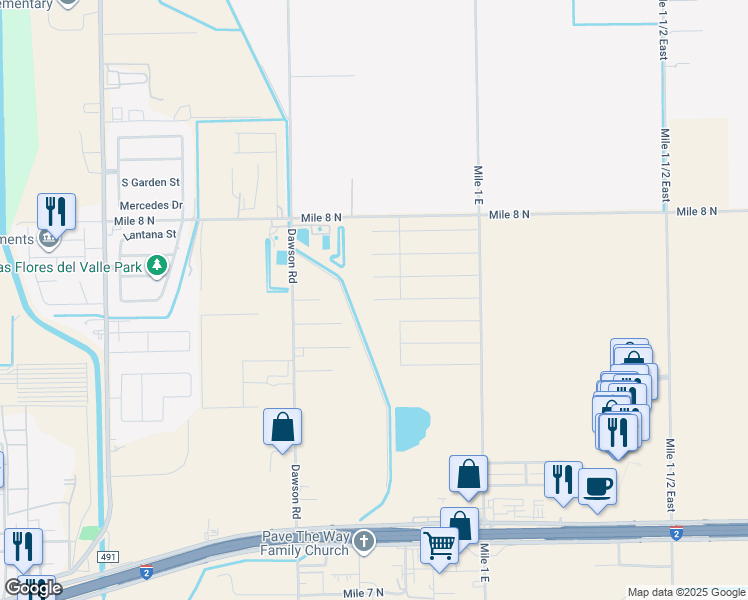 map of restaurants, bars, coffee shops, grocery stores, and more near 914 Diego Street in Mercedes