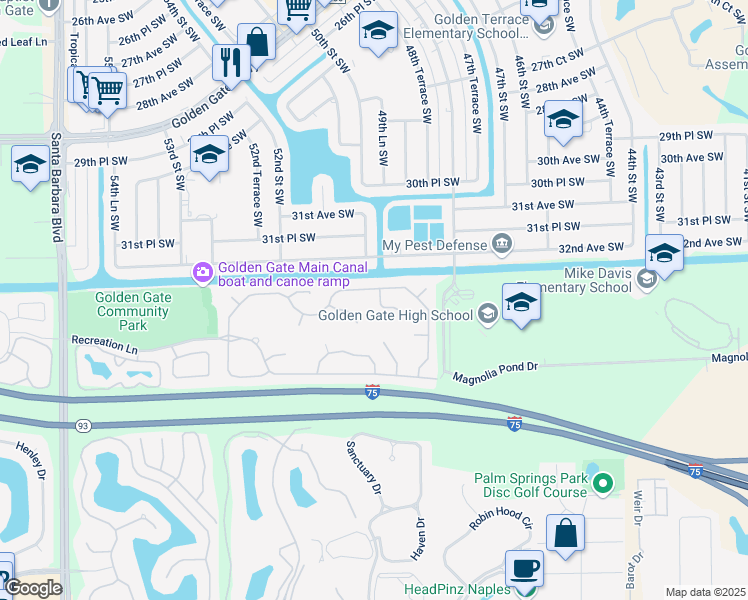 map of restaurants, bars, coffee shops, grocery stores, and more near 3756 Baldwin Lane in Naples
