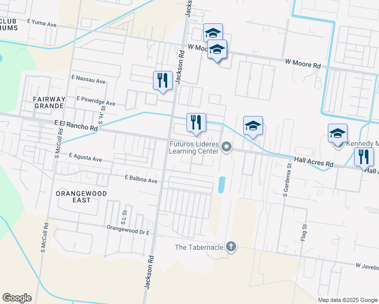 map of restaurants, bars, coffee shops, grocery stores, and more near 2609 Salamanca Street in Pharr