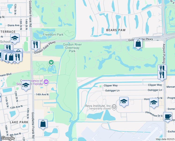 map of restaurants, bars, coffee shops, grocery stores, and more near 204 Bears Paw Trail in Naples