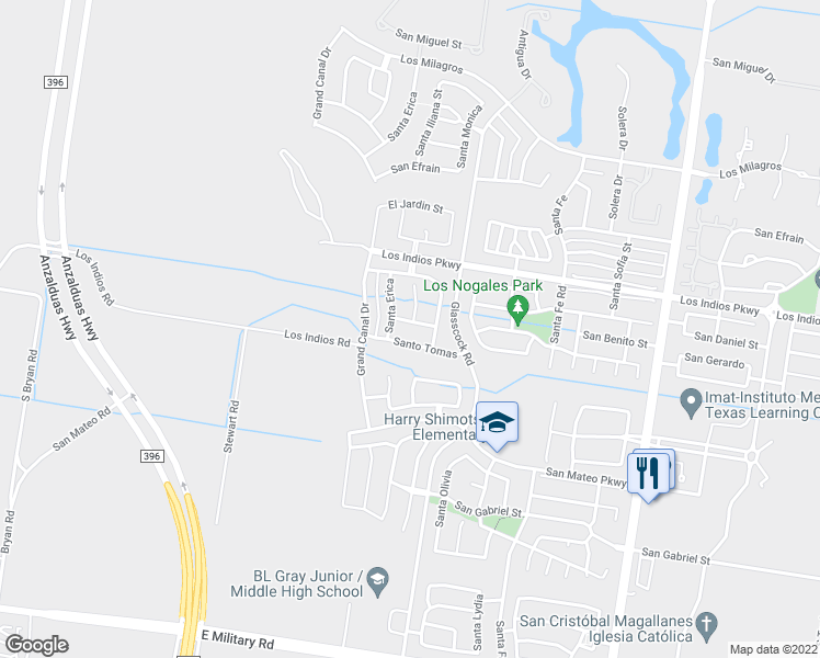 map of restaurants, bars, coffee shops, grocery stores, and more near 2606 San Roman in Mission