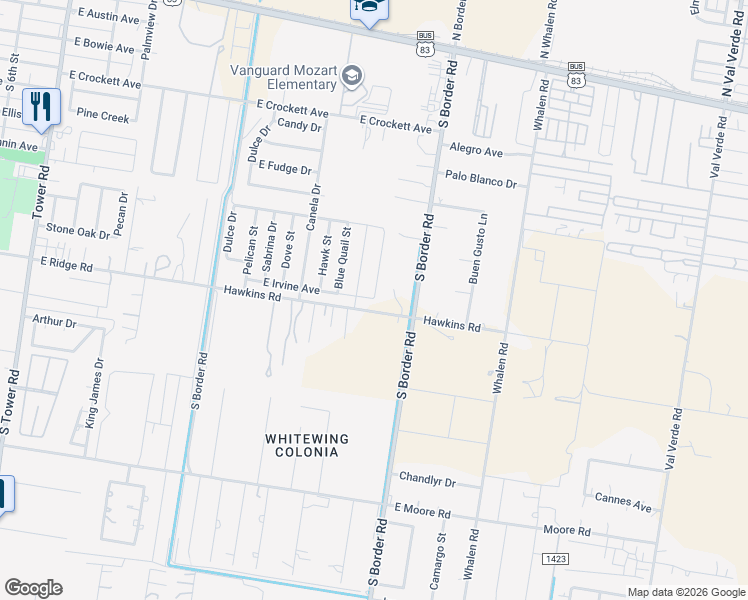 map of restaurants, bars, coffee shops, grocery stores, and more near 10 East Ridge Road in Alamo