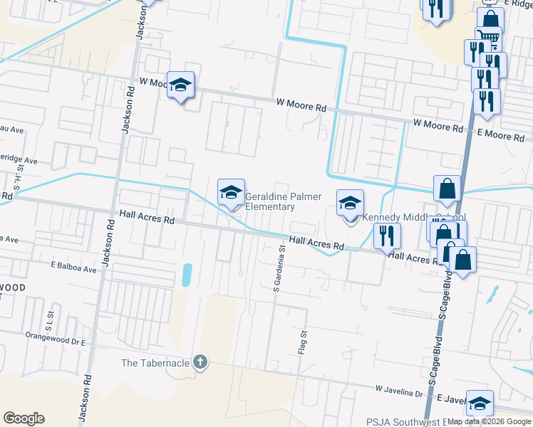 map of restaurants, bars, coffee shops, grocery stores, and more near 2416 South Hibiscus Street in Pharr