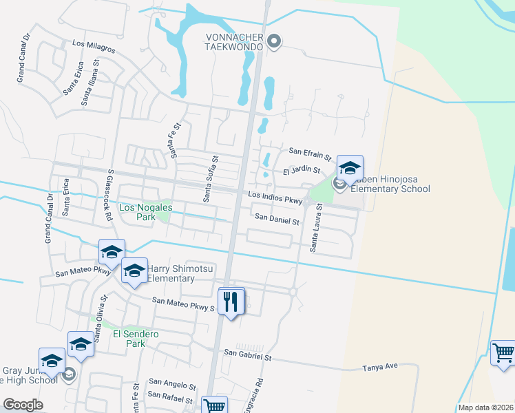 map of restaurants, bars, coffee shops, grocery stores, and more near 3700 San Rodrigo in Mission