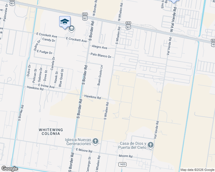 map of restaurants, bars, coffee shops, grocery stores, and more near 833 South Whalen Road in Alamo