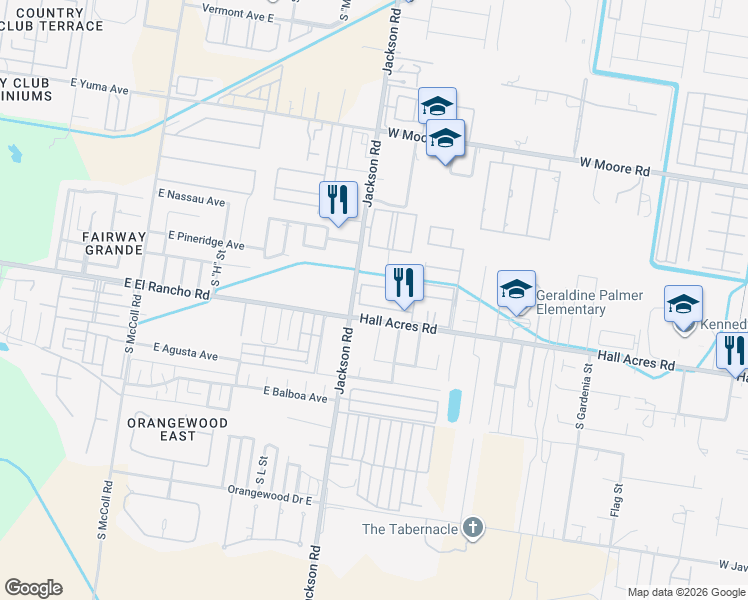 map of restaurants, bars, coffee shops, grocery stores, and more near 2401 South Jackson Road in Pharr