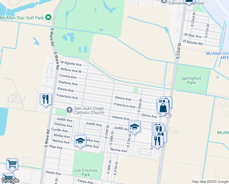 map of restaurants, bars, coffee shops, grocery stores, and more near 2813 Daytona Avenue in McAllen