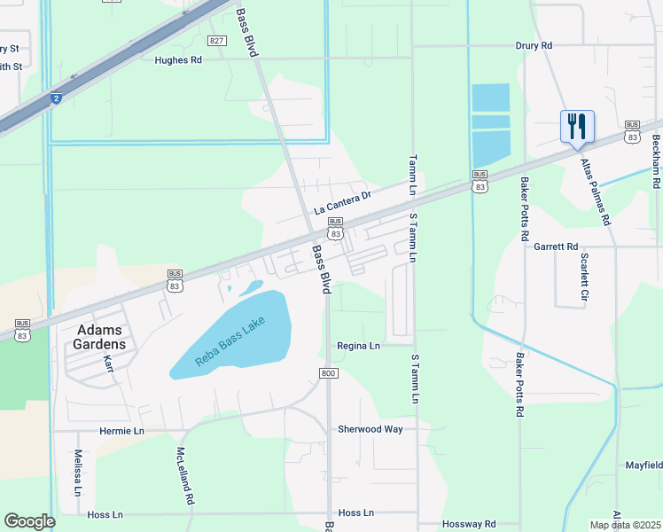 map of restaurants, bars, coffee shops, grocery stores, and more near 26986 Bass Boulevard in Harlingen