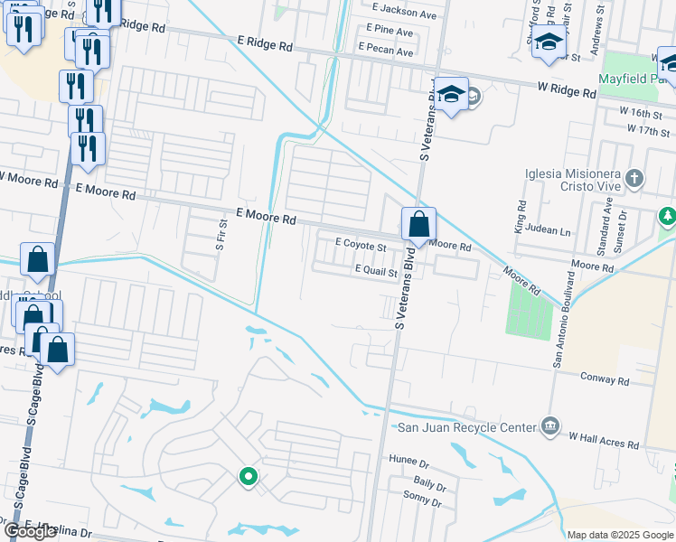 map of restaurants, bars, coffee shops, grocery stores, and more near 1804 South Ironwood Street in Pharr