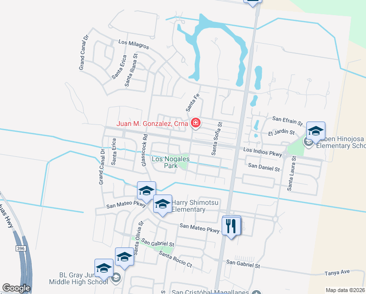 map of restaurants, bars, coffee shops, grocery stores, and more near 3203 Santa Lydia in Mission