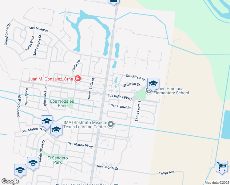 map of restaurants, bars, coffee shops, grocery stores, and more near 3105 Santa Lorena in Mission