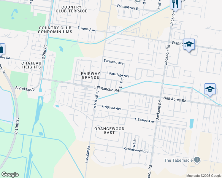 map of restaurants, bars, coffee shops, grocery stores, and more near 3313 South G Lane in McAllen
