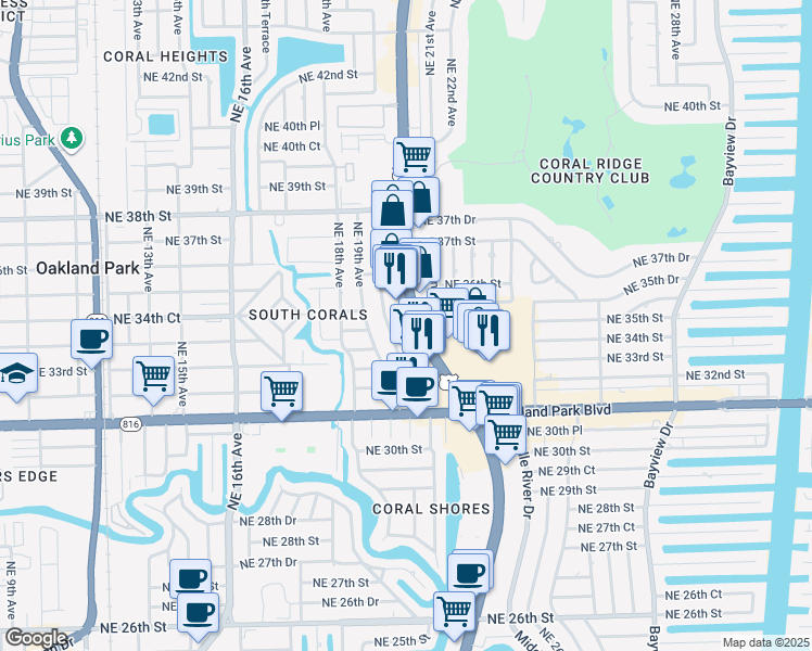 map of restaurants, bars, coffee shops, grocery stores, and more near 3425 U.S. 1 in Fort Lauderdale