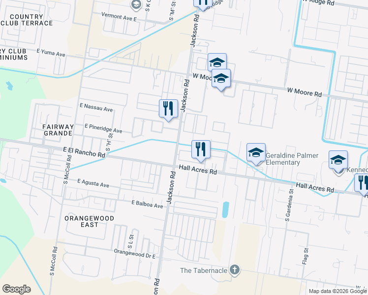 map of restaurants, bars, coffee shops, grocery stores, and more near 2401 South Jackson Road in Pharr