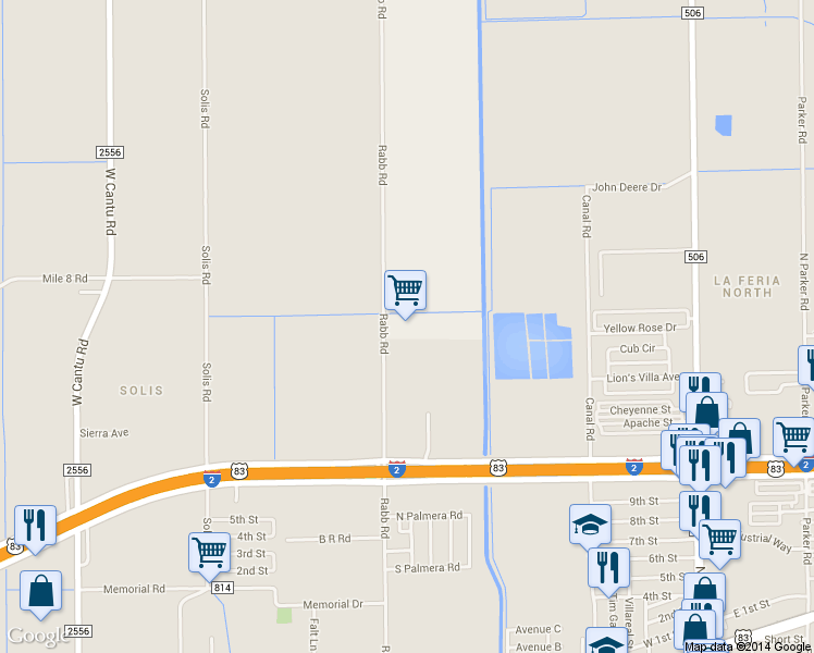 map of restaurants, bars, coffee shops, grocery stores, and more near 1600 N Rabb Rd in La Feria