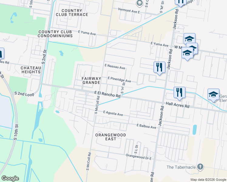 map of restaurants, bars, coffee shops, grocery stores, and more near 3301 South H Lane in McAllen