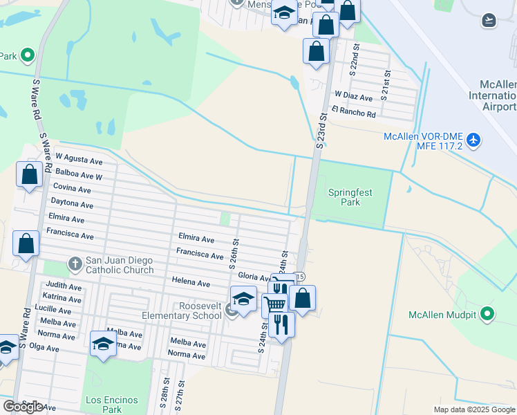 map of restaurants, bars, coffee shops, grocery stores, and more near in McAllen