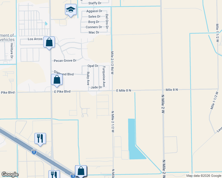 map of restaurants, bars, coffee shops, grocery stores, and more near 900 Onyx Drive in Weslaco
