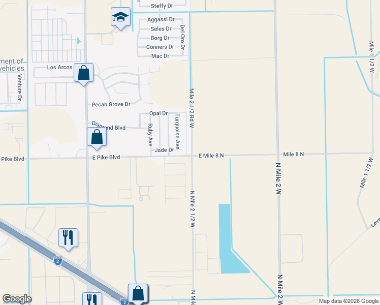 map of restaurants, bars, coffee shops, grocery stores, and more near 900 Onyx Drive in Weslaco
