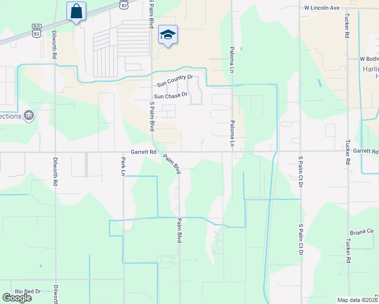 map of restaurants, bars, coffee shops, grocery stores, and more near 17620 Garrett Road in Harlingen